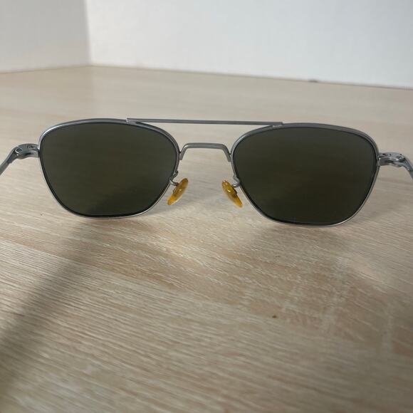Vintage Randolph Engineering Aviator Sunglasses 5 1/2 Matte Chrome READ - Picture 6 of 15